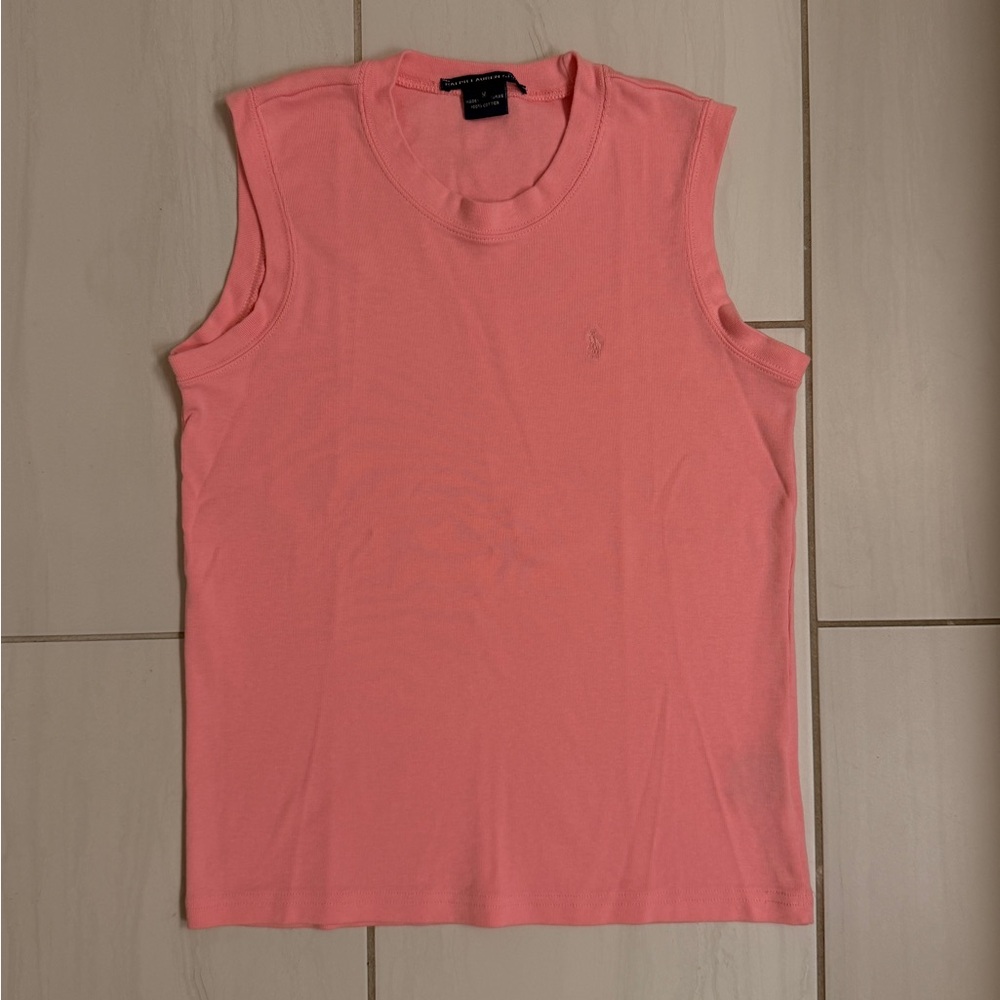 Ralph Lauren Coral Pink Sleeveless Cotton Tank Top